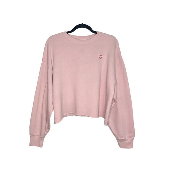 Victoria’s Secret Women’s Large 2025 Love Club Crop Fleece Sweater Pink Oversize - Picture 2 of 7